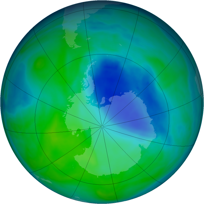 Antarctic ozone map for 13 December 2006